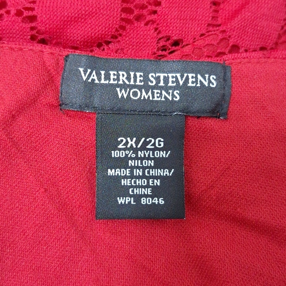 Valerie Stevens Romantic Feminine Red Lace Statement Wide Sleeve Blouse Size 2X - Picture 8 of 10